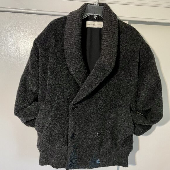 Peruvian Connection Bomber Jacket Size M Gray Alpaca Wool Vintage Button Coat - Picture 5 of 15